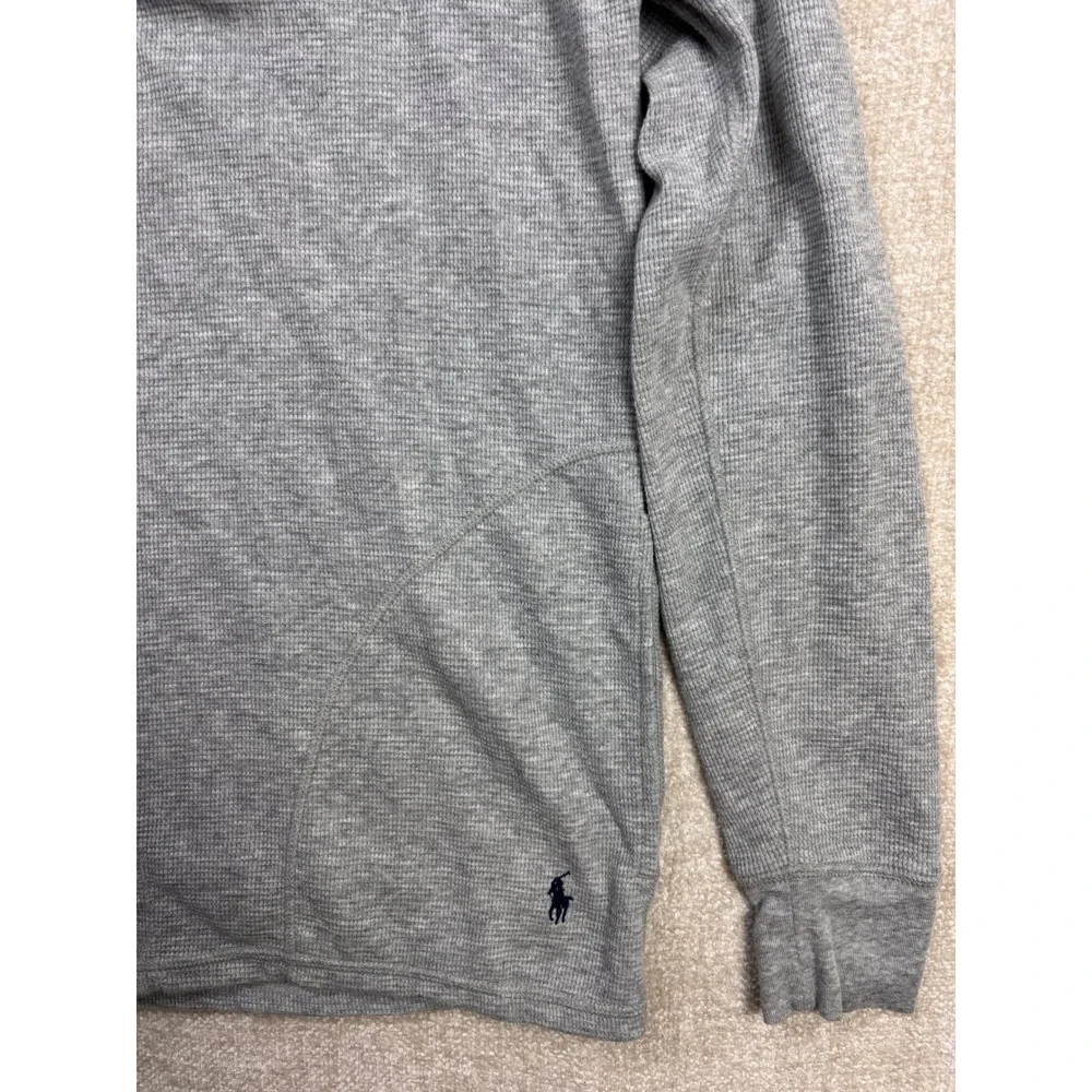 Polo Ralph Lauren Mens Gray Waffle Knit Quarter Zip Loungewear Hoodie Small